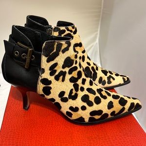 Donald J. Pliner Black-Natural Leopard Pony Haircalf Leather Booties-GORGEOUS